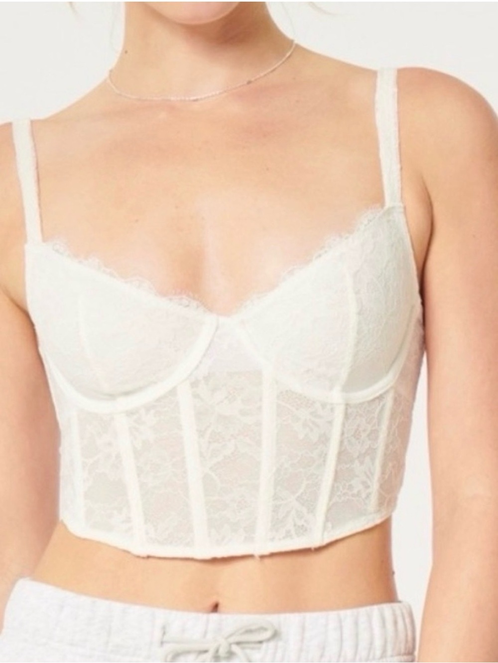 Gilly Hicks Lace Bustier White‎ Crop Top Size Small